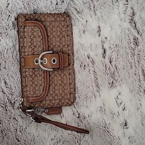 Coach wristlet/ wallet 8in x 4.5in. Signature fabric
